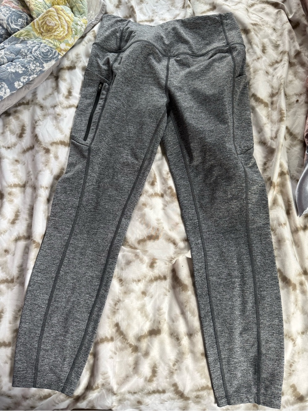 Eddie Bauer Gray Heather Active Leggings with Zip Pocket
